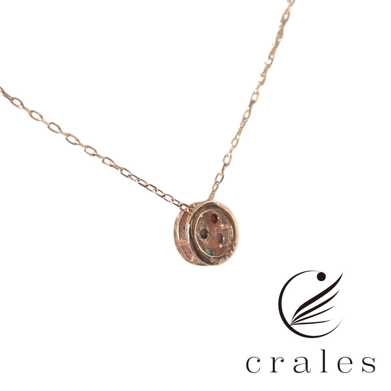 7石のマルチカラーストーンネックレス(10金ピンクゴールド)