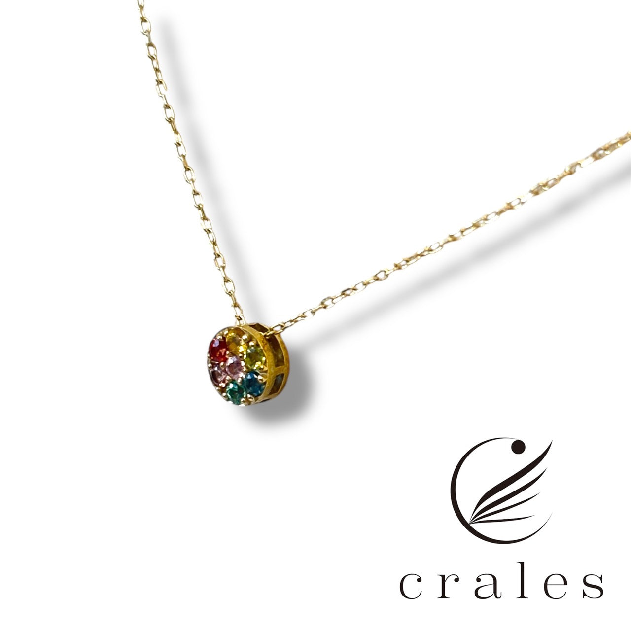 7石のマルチカラーストーンネックレス(10金イエローゴールド)