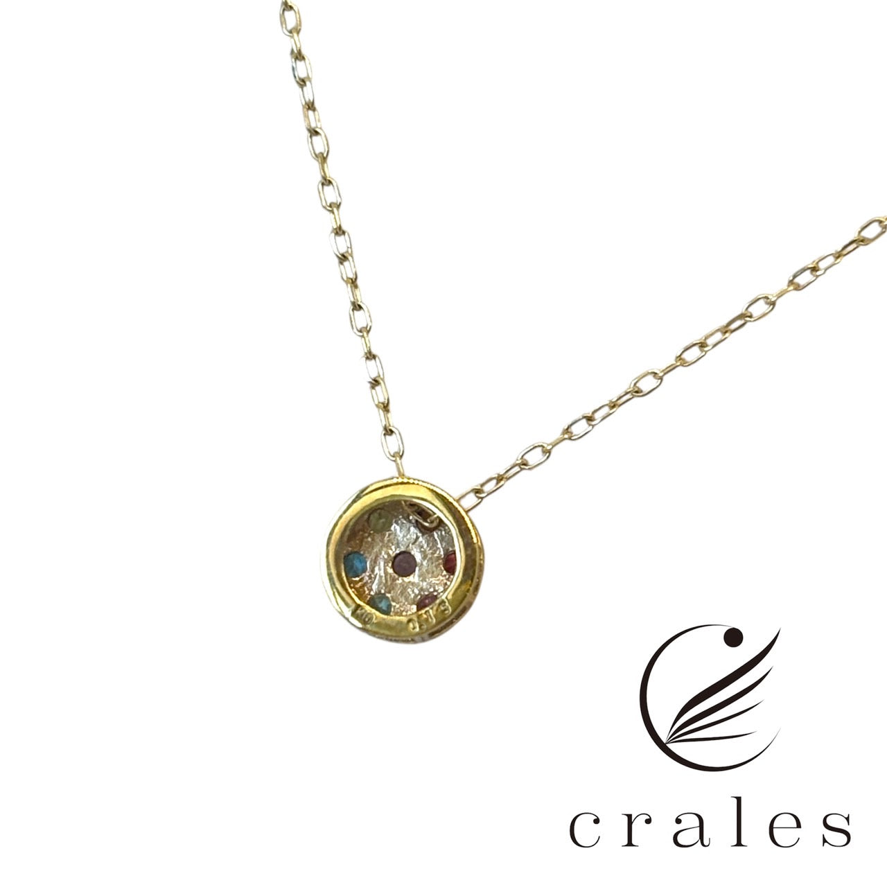 7石のマルチカラーストーンネックレス(10金イエローゴールド)