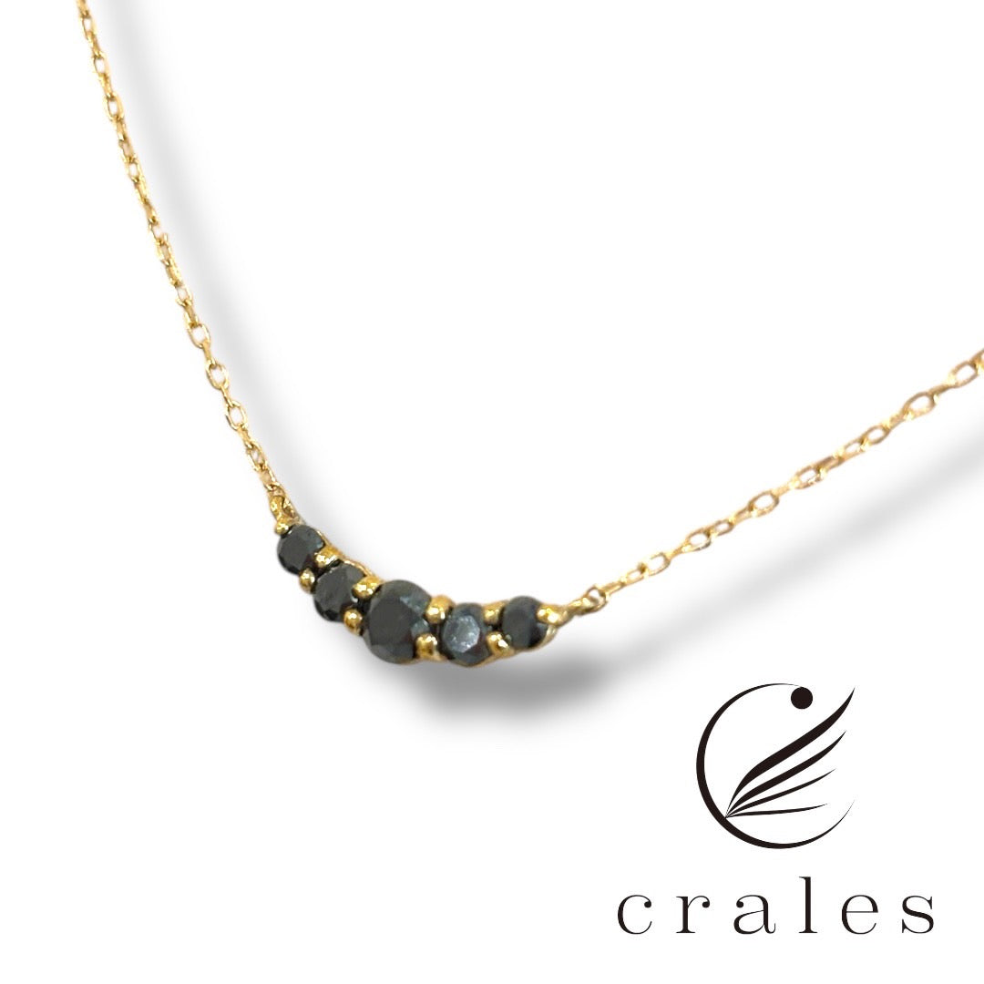 5石ブラックダイヤモンドネックレス K10YG(10金イエローゴールド)