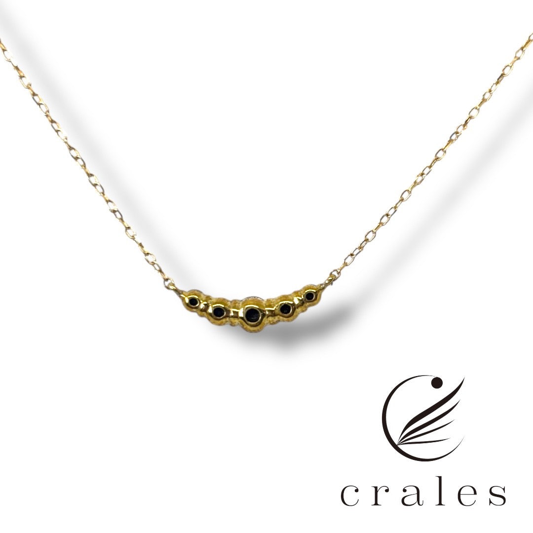 5石ブラックダイヤモンドネックレス K10YG(10金イエローゴールド)