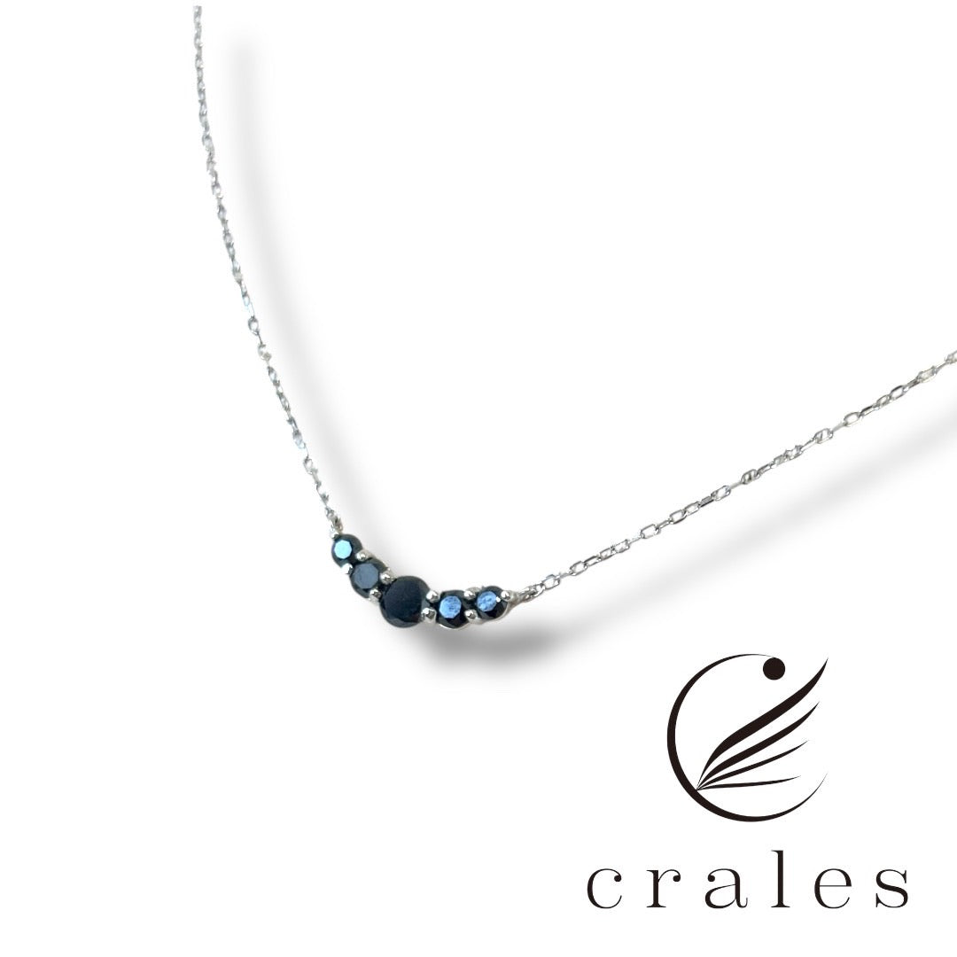 5石ブラックダイヤモンドネックレス K10WG(10金ホワイトゴールド)