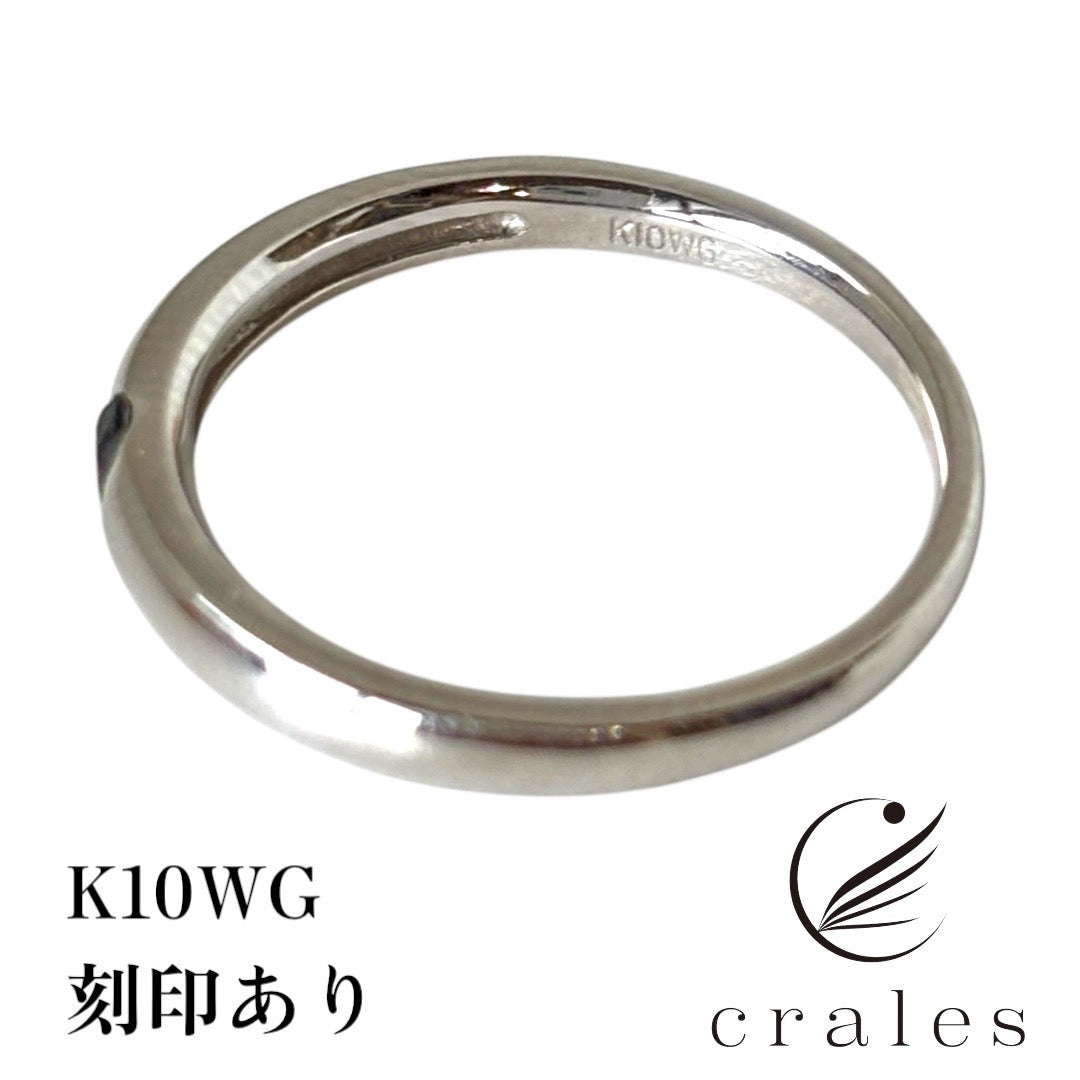 ブラックダイヤモンド甲丸1粒リング 0.1ct K10WG(10金ホワイトゴールド)