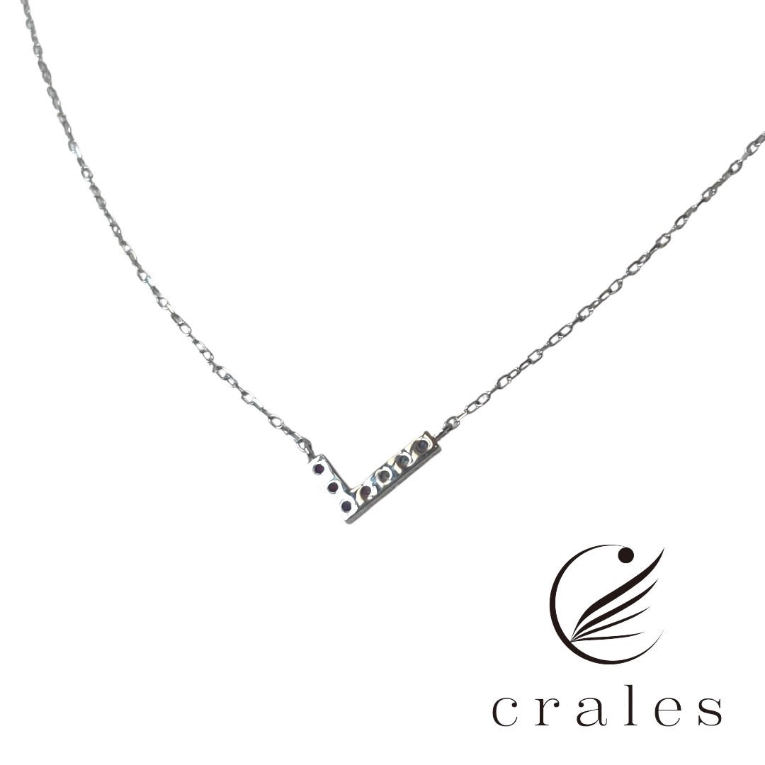 7石L字マルチカラーネックレスK10WG(10金ホワイトゴールド)