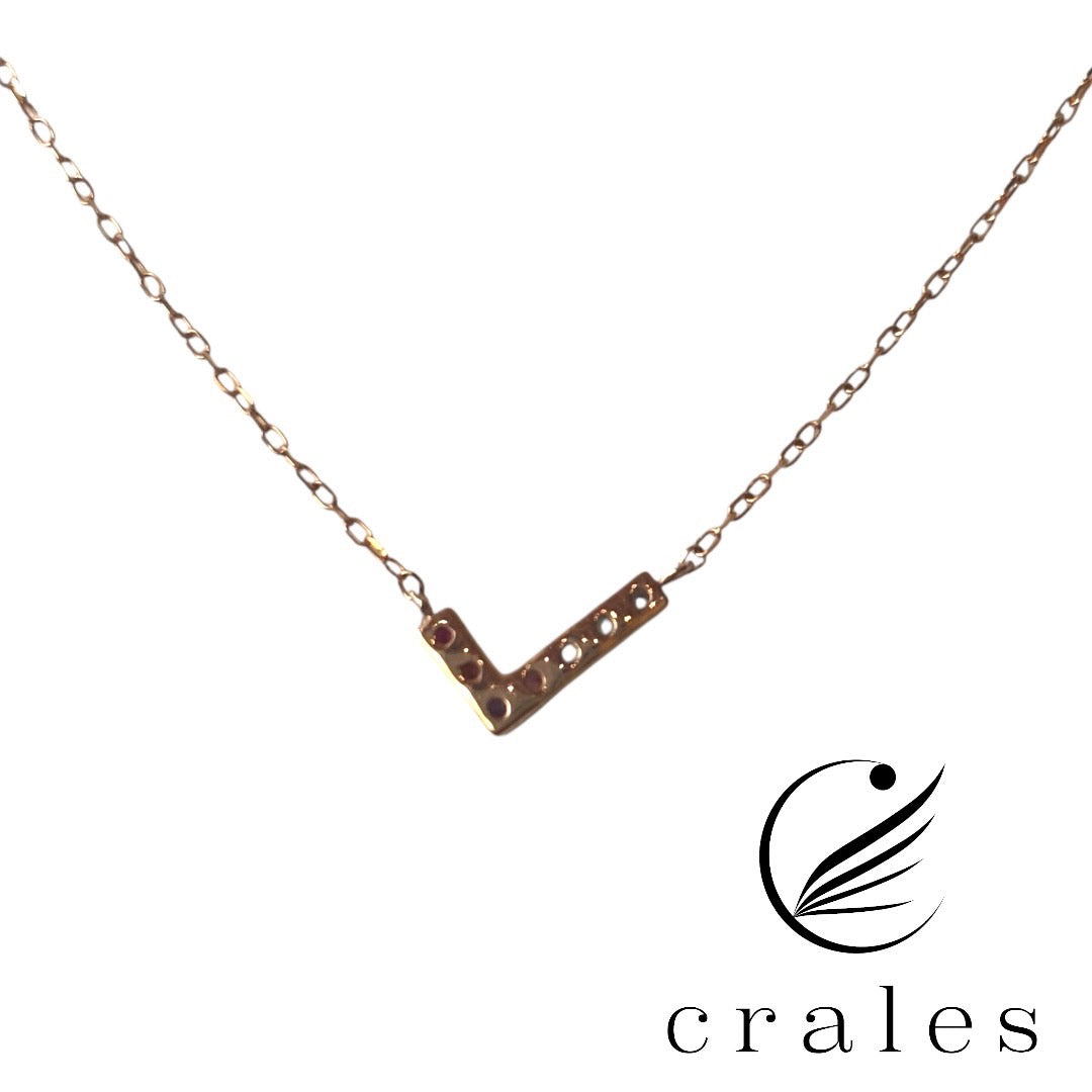 7石L字マルチカラーネックレスK10WG(10金ピンクゴールド)