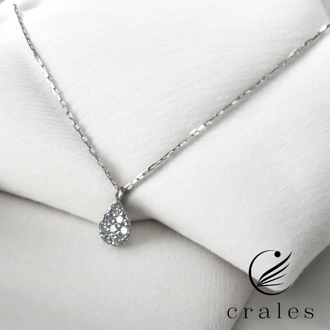 ティアドロップ 天然ダイヤモンドネックレス 【プラチナ】