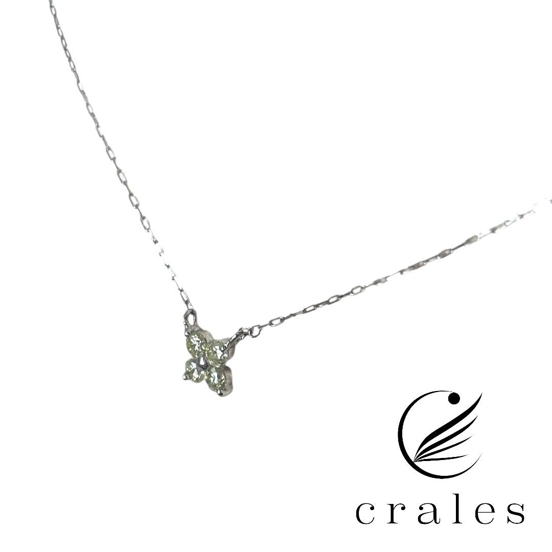 天然ダイヤモンド4石 フラワーモチーフネックレス プラチナ