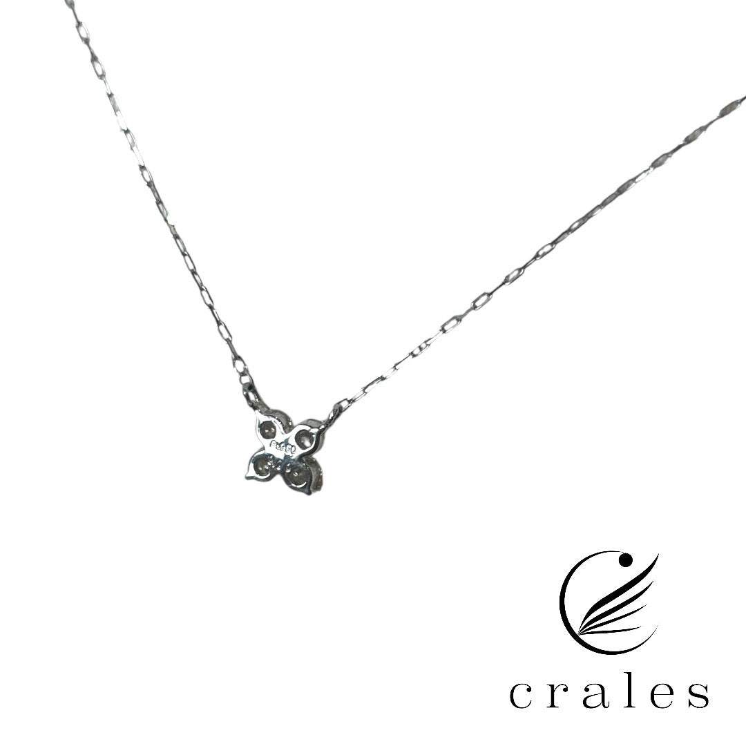 天然ダイヤモンド4石 フラワーモチーフネックレス プラチナ