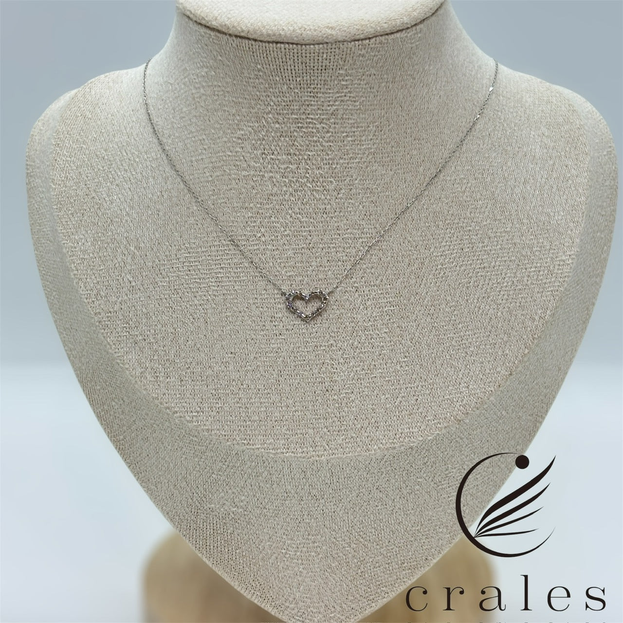 ダイヤモンド ハート型プチネックレス K10WG(10金ホワイトゴールド)