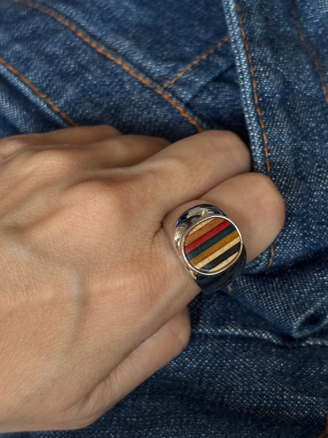 スケボーリング 指輪 Silver(シルバー)№2 スケボーデッキ(板)