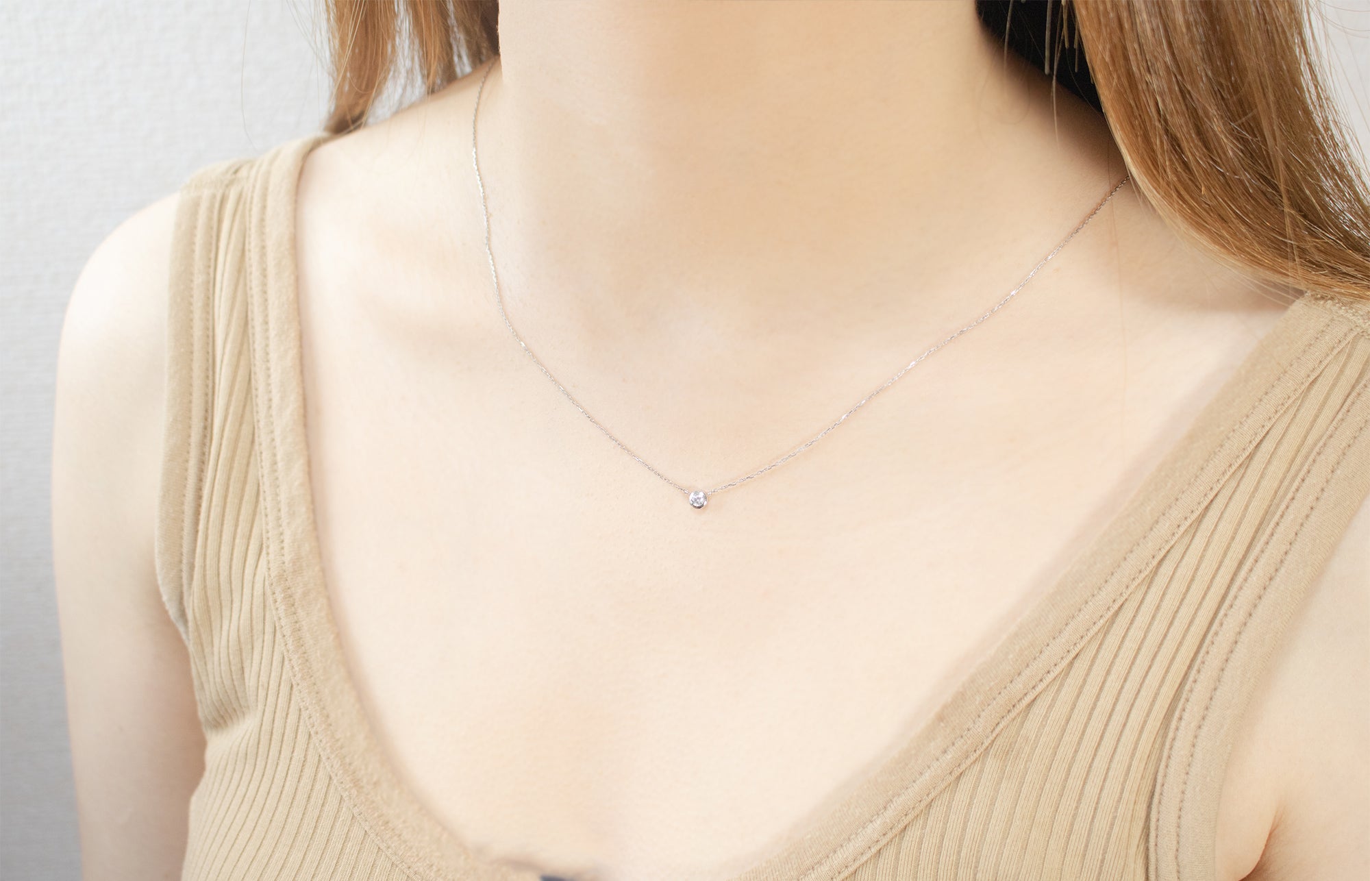 フクリン留めダイヤモンドネックレス