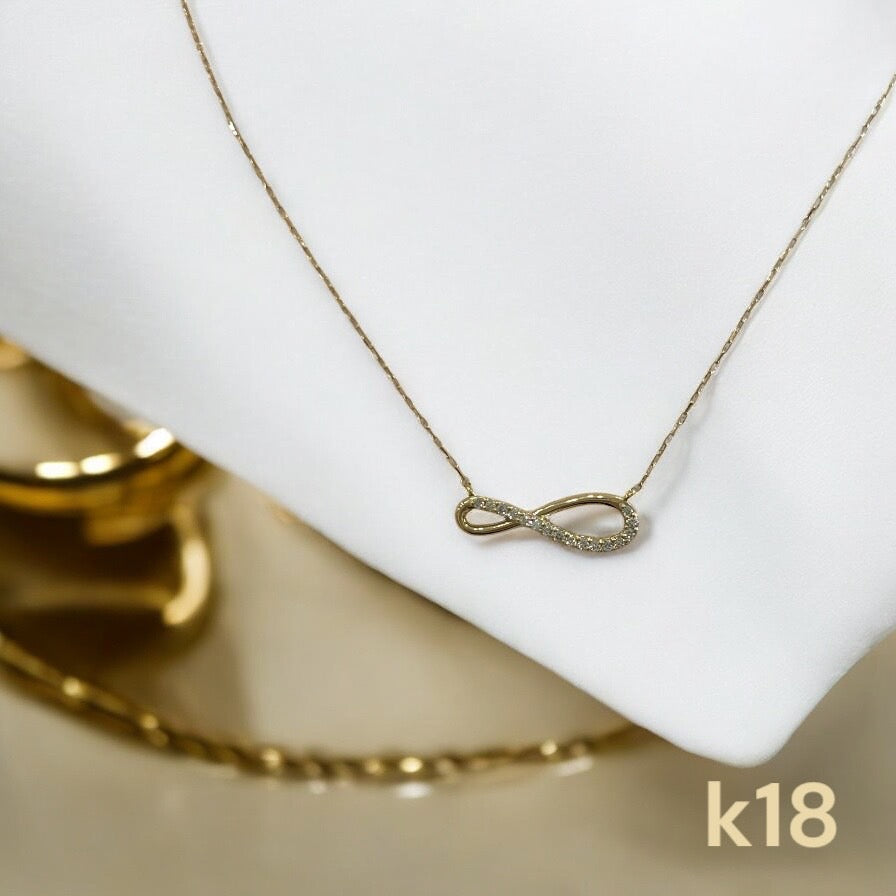 ダイヤモンドネックレス∞ インフィニティ K18YG（18金イエローゴールド）